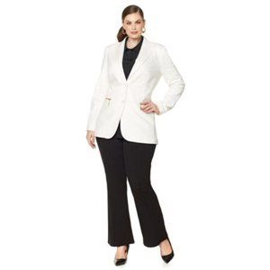 DIANE GILMAN DG2 - 3X Ponte Boyfriend Blazer Ivory